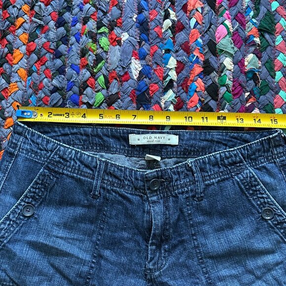Y2K Old Navy Blue Jean Denim Bermuda Shorts Women's Size 6 Summer Vacay Beach - Picture 15 of 16